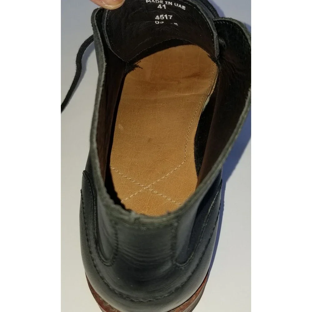 H BY HUDSON Men's Houghton II Leather Chukka Boots Black Sz 41 Lace Up